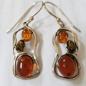 Silver Amber earrings